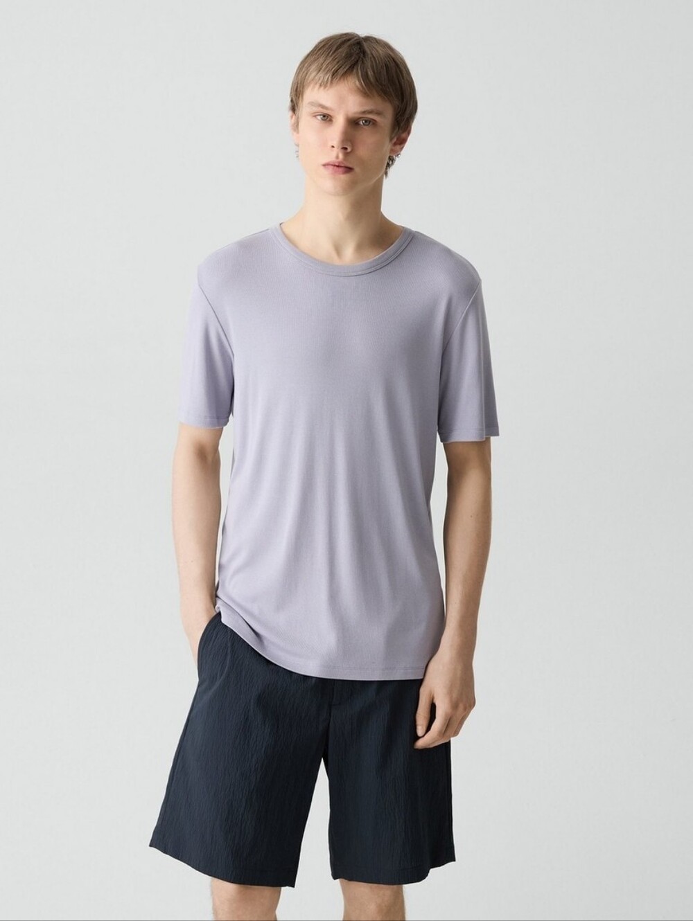 Theory Men's Short Sleeve Crewneck Shirt - Light Lavender Size M